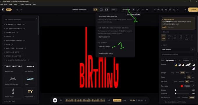 Screenshot: FlowFrame EasyWorship setup, step 1