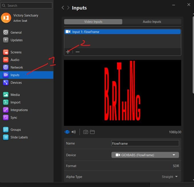 Screenshot: FlowFrame ProPresenter setup, step 4